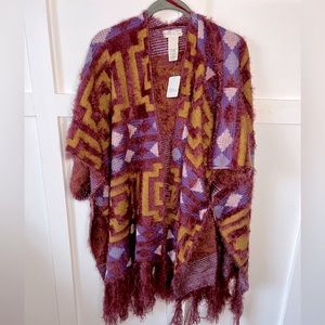 NWT Free People Diamondback Cozy Sweater
Kimono Poncho in Purple One Size